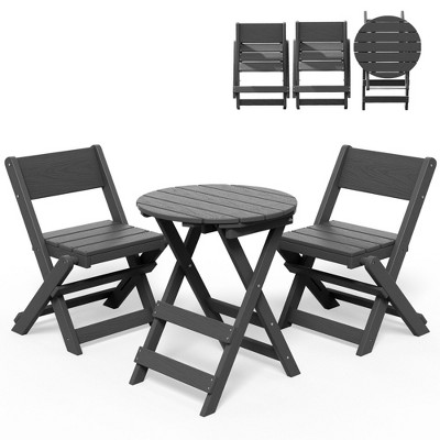 Hyleory 3-Piece Patio Bistro Set - Foldable Table & Chairs with Coffee Table, Lightweight for Balcony, Garden, Apartment ,Weather-Resistant