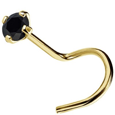 Jewelry Avalanche Black Moissanite 22G 14K Gold Nose Screw Nose Stud