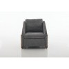 057-Set of 1 Chenille Fabric Armchair with Wooden Side Frame , Accent Leisure Chair with Cushioned Seat and Backrest for Living Room, Bedroom - 2 of 4