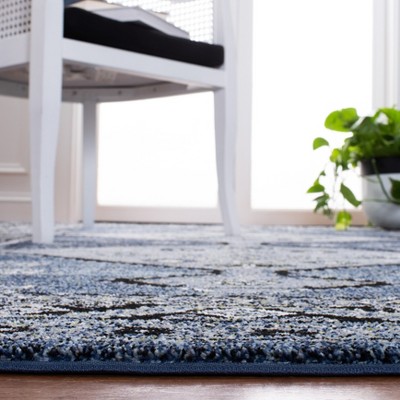 Elegant Vintage 8' x 10' Blue/Grey Synthetic Rectangular Rug