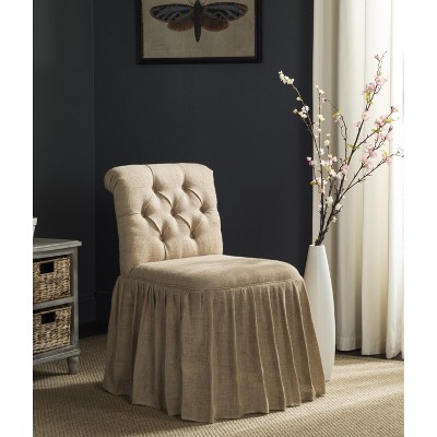 Allie Beige Linen Tufted Vanity Chair