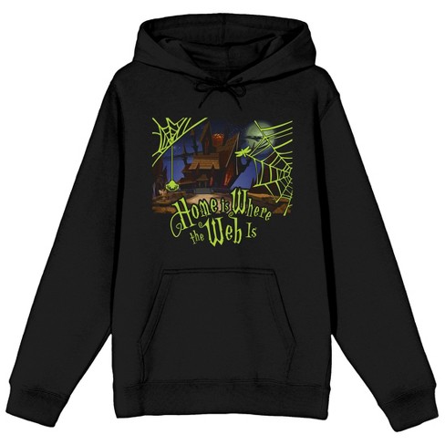 Growing Up Creepie Home Is Where The Web Is Long Sleeve Black Adult Hooded Sweatshirt-XXL - image 1 of 3