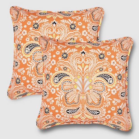 2pk Rolston Outdoor Accent Pillows Tangerine Paisley Grand