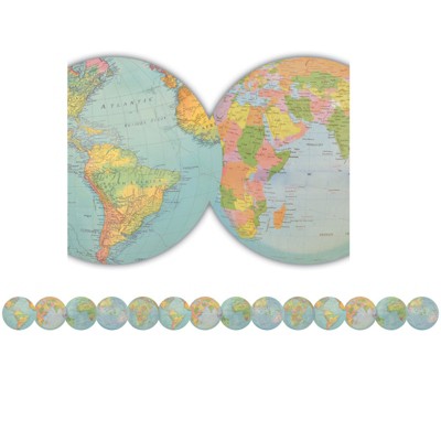 Teacher Created Resources Travel the Map Globes Die-Cut Border Trim, 35 Feet (Pack of 6)