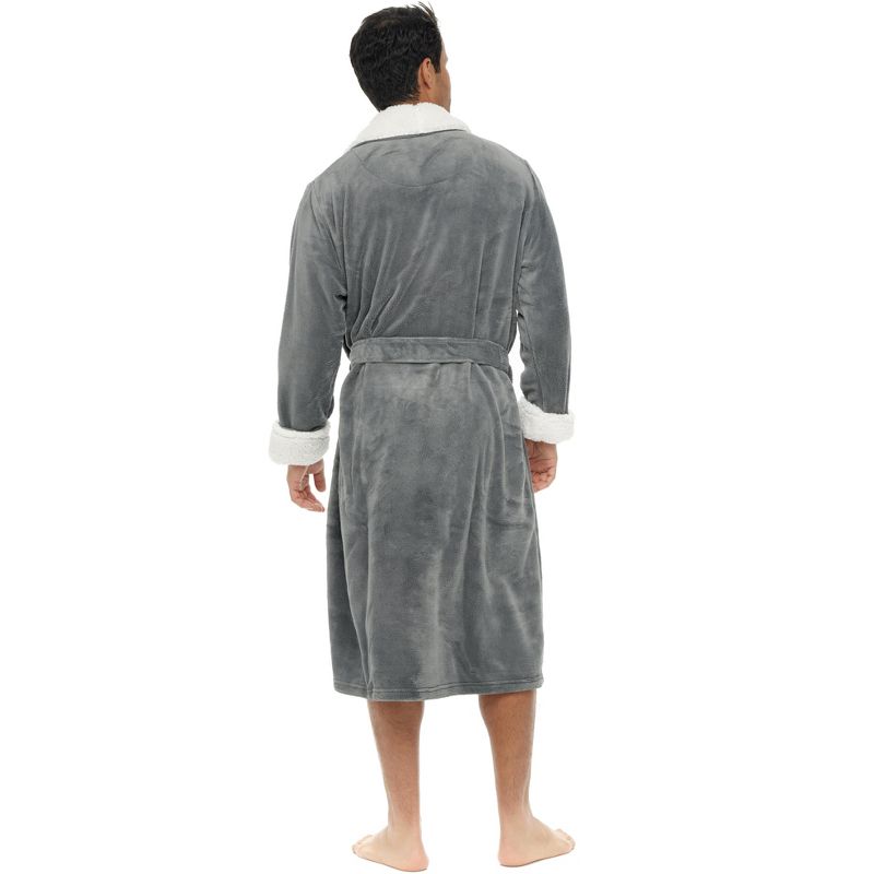 Men's Warm Robe, Cozy Plush Fleece Bathrobe, 2 of 6