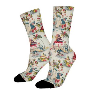 Chinoiserie Ancient Folk Women Printed Crew Socks Funny Funky Socks Soft Polyester Novelty Gifts for Artists Men - 1 of 1