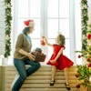 6FT Pre-Lit Christmas Garland  with 20 LED Lights, Bow-Knot Ball Ornaments, Battery Operated with Timer for Mantle & Staircase Decoration - 2 of 4