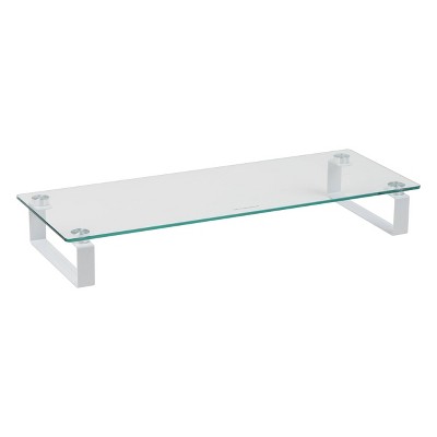 Elevate Clear Glass Monitor Stand with Organizational Space