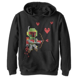 Boy's Star Wars Valentine's Day Boba Fett Cupid Pull Over Hoodie - 1 of 4
