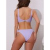 INSPIRE CHIC Women's Cutout Racerback Ribbed Bikini Sets, Scoop Neck Top Triangle Bottom Swimwear Bathing Suits 1 Set - 3 of 4