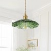 Dewdrop Adjustable Rod Vintage Pendant Light Pendant light 1 Light Green Glass Brass Finish ETL Bar Island - 3 of 4