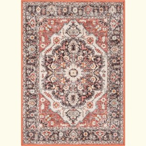 Well Woven Kings Court Zazzu Multi Red Non-Slip Rubber Backed Oriental Medallion Rug - Hallway, Entryway & Kitchen -Machine-Washable - 1 of 4