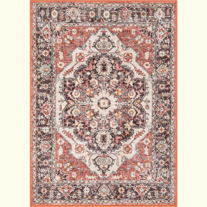 Well Woven Kings Court Zazzu Multi Red Non-Slip Rubber Backed Oriental Medallion Rug - Hallway, Entryway & Kitchen -Machine-Washable, 1 of 10