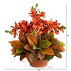 Nearly Natural 21-in Cymbidium Orchid and Croton Artificial Arrangement in Terra Cotta Vase - 2 of 3