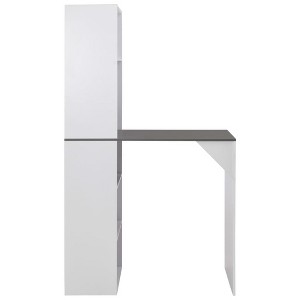 vidaXL Modern Rectangular Bar Table with Storage Cabinet - Durable Engineered Wood - Ideal for Small Flats - Easy to Clean - White and Gray - 1 of 4