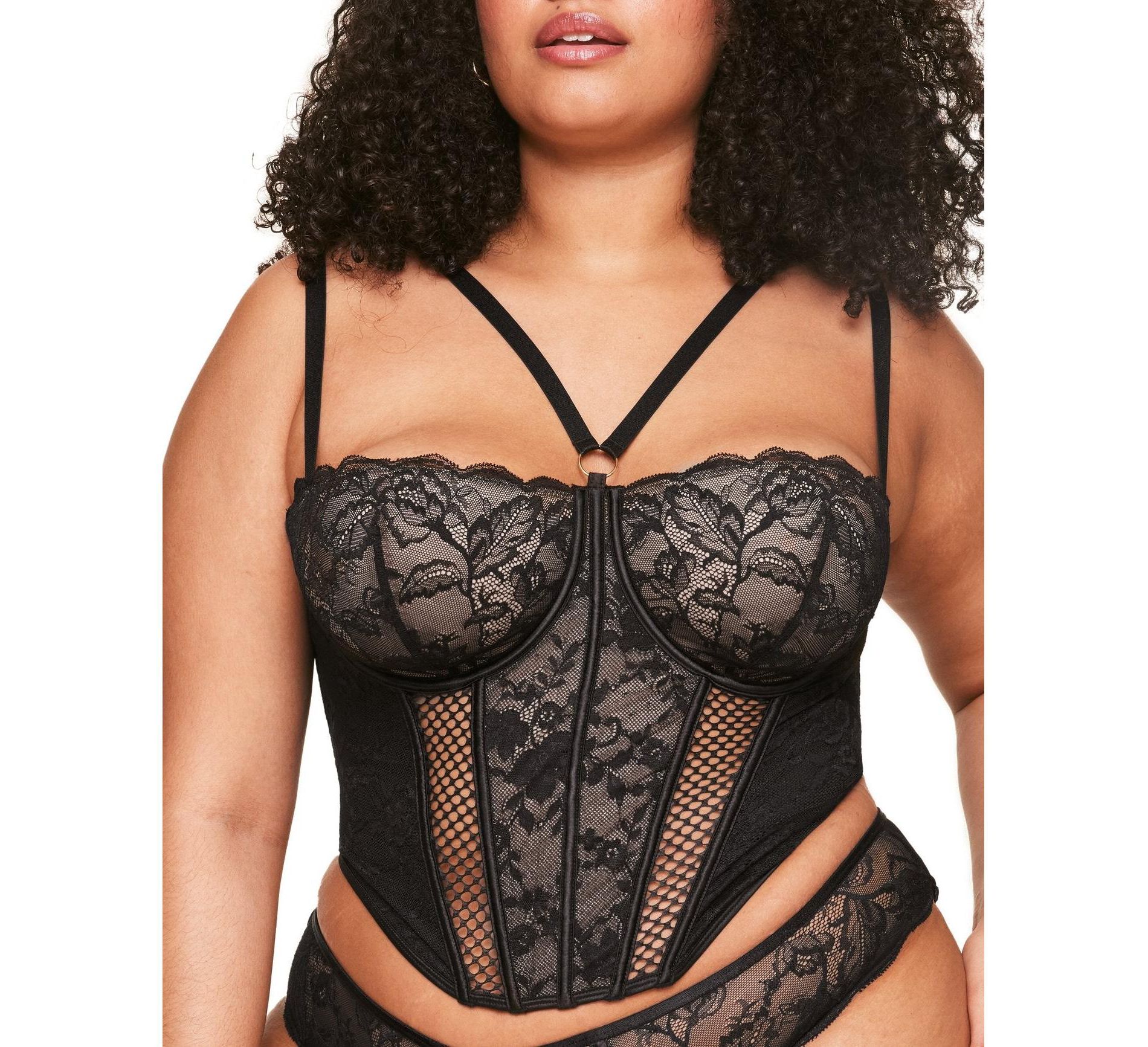 Adore Me Women's Dominika Bustier Corset 38DD / Jet Black.