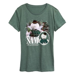 Women's - Rudolph - Sam The Snowman Bootleg Short Sleeve Graphic T-Shirt - 1 of 4