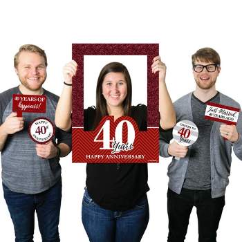 Big Dot of Happiness We Still Do - 40th Wedding Anniversary Selfie Photo Booth Picture Frame & Props - Printed on Sturdy Material