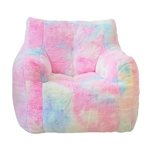 Itopfox Faux Fur Bean Bag Chair with Filling, Comfy Sofa for Teens & Adults, Perfect for Bedroom, Living Room, Reading - Rainbow - 1 of 4
