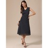 INSPIRE CHIC Women's Polka Dot Sleeveless V Neck Tie Waist Chiffon Front Pockets A-Line Midi Dresses - 4 of 4