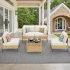 Buenhomino Boho Patio Yellow Wicker Sectional Seating Group, Outdoor Conversation Set with Cushions - 2 of 4