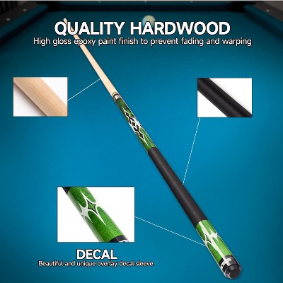 58" Green Canadian Maple 2-Piece Billiard Pool Cue Stick