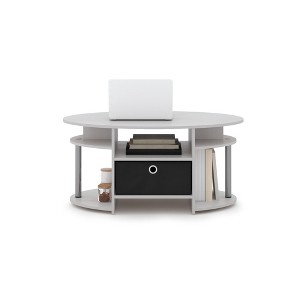 HOMLUX Modern Oval Coffee Table with Side Shelves and Fabric Storage Bin for Living Room - 1 of 4
