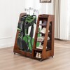 MOEPISY Sports Racks Golf Bag Organizer for Garage, Premium Wooden Golf Clubs Storage Rack Fit 2 Golf Bags, Brown - 2 of 4