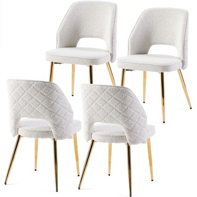 NicBex Velvet Dining Chairs Set of 4,Modern Armless Upholstered Kitchen Chair with Hollow Back and Metal Legs for Dining Room,Kitchen