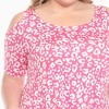 Plus Size Cold Shoulder Leopard Print Short Sleeve Tunic Top White Mark - 4 of 4