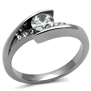 Slickblue Polished Stainless Steel Ring for Women Silver Finish with Clear CZ Size 5-10 - 1 of 4