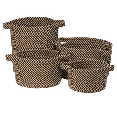 Colonial Mills Homestead 4-Piece Basket Set, 10"x10"x7"/13"x13"x9"/15"x15"x18"/16"x16"x10", Onyx, 4 Count