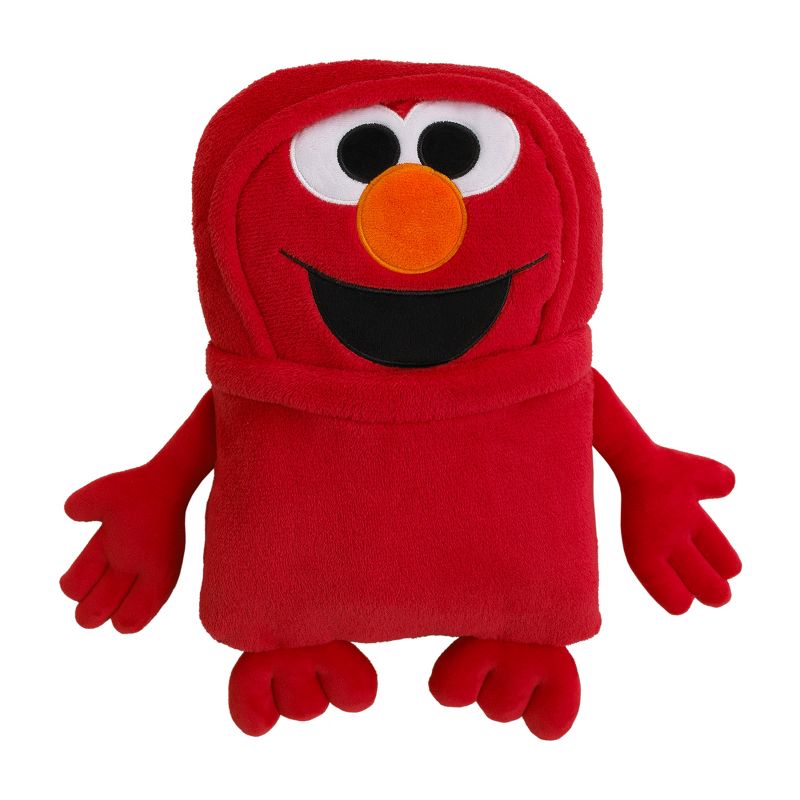 Sesame Street Come and Play Red Elmo Super Soft Character Shaped Toddler Blanket, 1 of 9