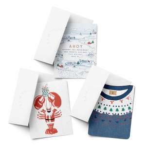 Ahoy Holiday, Lobstah Santa, Nautical Sweater Winter/Holiday/Christmas Greeting Card Pack Sets (3 ct, Assorted) by Ramus & Co - 1 of 4