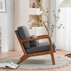 KTMBDW Accent Chair Wide Armrest Mid-Century Lounge Chair Linen Fabric Armchair with Lumbar Pillow & Oak Wood Frame for Living Room, Bedroom, Balcony - 4 of 4