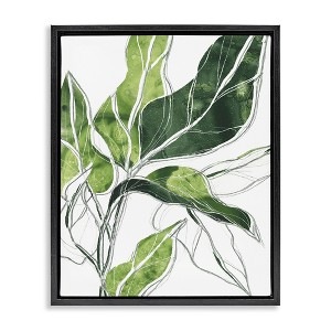 Stupell Industries Expressive Palm Leaf Linework Floating Frame Canvas Art, Black, 25" x 31" - 1 of 4