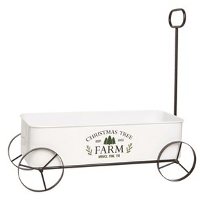 Transpac Metal 24.5 in. Off-White Christmas Enamel Tree Farm Wagon - 1 of 4