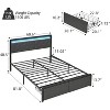 Queen Bed Frame with LED Headboard, 2 Storage Drawers and Metal Slats, No Box Spring, Easy Assembly, Dark Grey (Queen) - 2 of 4