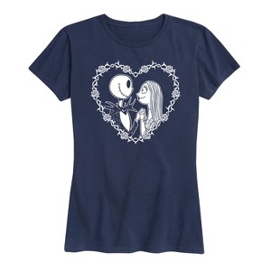 Women's - The Nightmare Before Christmas - Jack Skellington and Sally Heart Short Sleeve Graphic T-Shirt - 1 of 4
