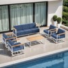 Belord Metal Outdoor Furniture Set with Swivel Chairs, 6PCS Patio Furniture Set with 6" Thick Cushions Swivel Chair and 10" Thick Cushions Couch - 3 of 4
