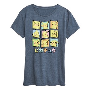 Women's - Pokémon - Pastel Pikachu Expression Grid Short Sleeve Graphic T-Shirt - 1 of 4