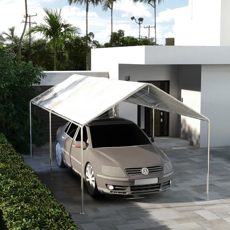 Outsunny 10 x 20ft Carport Roof, Canopy Replacement Cover, UV Resistant, with Ball Bungee Cords, 2 of 7