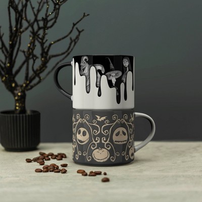 Zak Designs 2pc 15oz Ceramic Coffee Mug Stackable Set Disney
