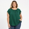 Women's Plus Size Summer Pleated Curved Hem Ruffle Sleeve Round Neck Dressy Loose Blouses - GRACE & GRANDEUR - 4 of 4