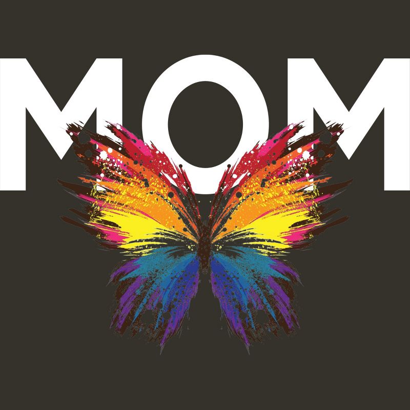 Junior's Design By Humans Mother's Day Rainbow Butterfly Mom By MeowShop T-Shirt, 2 of 3