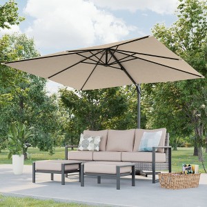 Sonkuki 10X8FT Outdoor Patio Cantilever Umbrella With Canopy, 360°Rotation Offset Umbrella - 1 of 4