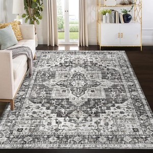 Area Rug Machine Washable Rug for Living Room Vintage Distressed Area Rug, Non-Slip Stain Resistant Carpet Accent Rug - 1 of 4