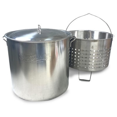Bayou Classic 1192 82-qt Stainless Bayou Boiler w/ Elevated Steam Basket Features Lid and Stainless Perforated Basket w/ Helper Handle