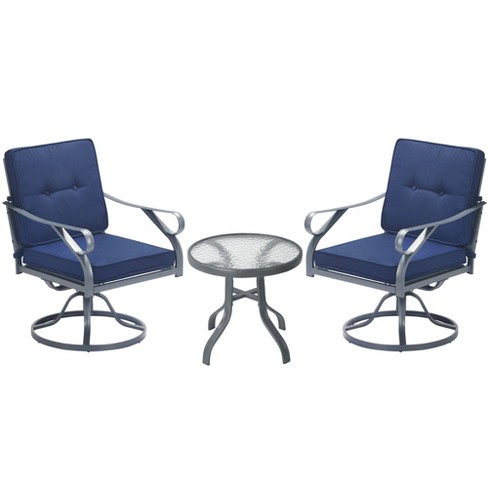 Outsunny 3 Piece Outdoor Patio Bistro Set With 2 360-degree Swivel ...