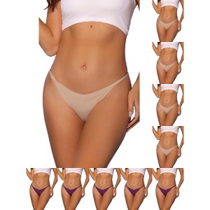 INSPIRE CHIC Women's V-Waisted Underwear Ruched Invisibles Breathable No Trace Thongs 10 Packs - 1 of 4